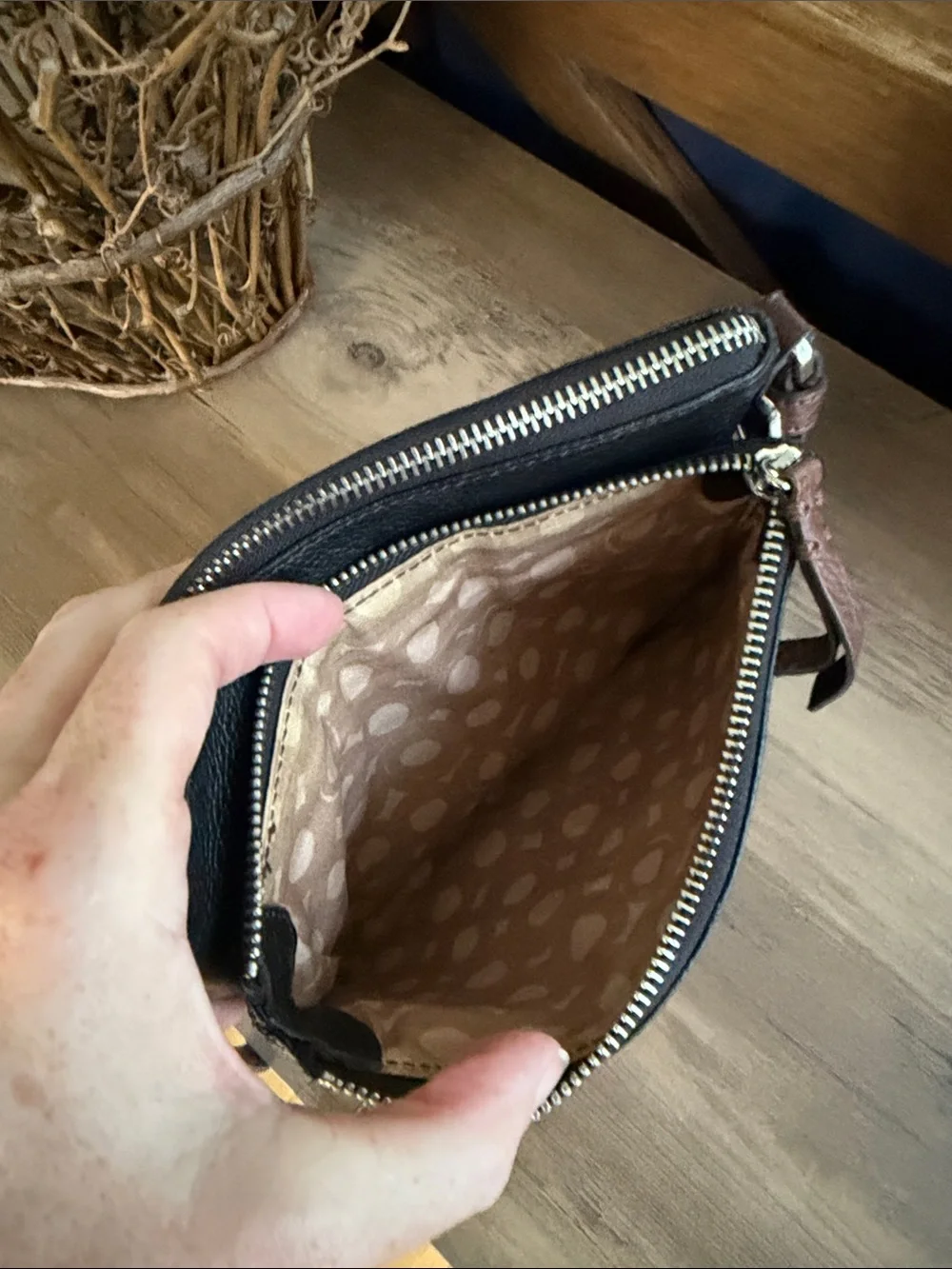 Vintage Brighton Leather Crossbody with Medallion Accent